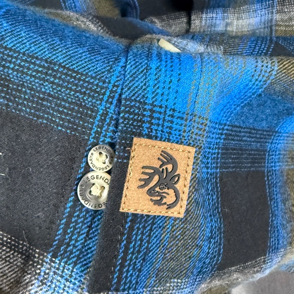 Legendary Whitetails Flannel Plaid Long Sleeve Shirt Blue Mens Size 5XL #1363 - Picture 4 of 8